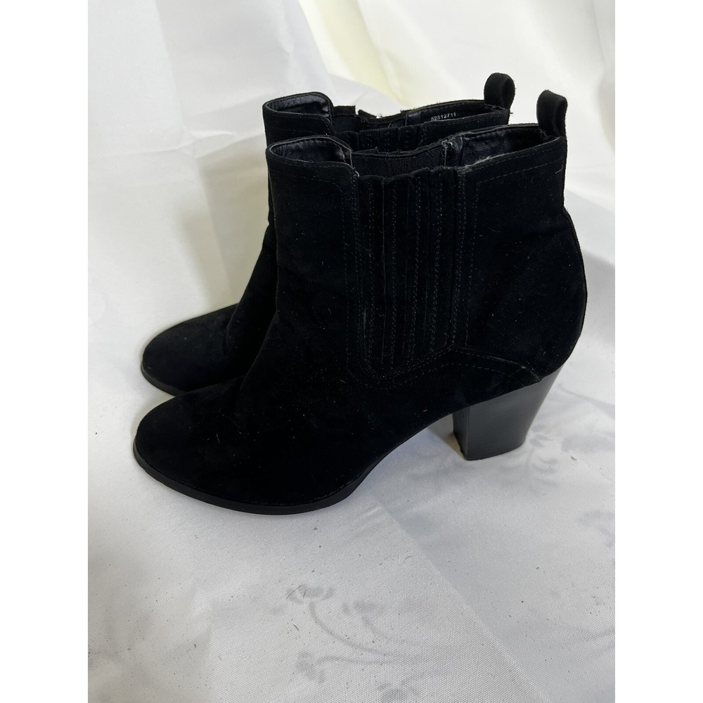 Wet Seal Black Suede Booties Chunky Block Heel Career Ankle Boots Women 10M